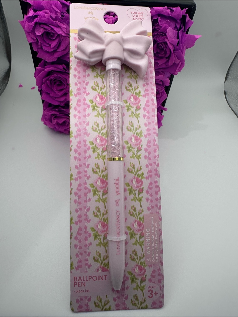 LoveShackFancy Pink Bow Crystal Ballpoint Pen